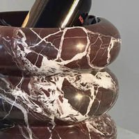 Seau à glace en marbre Rosso Levanto sur mesure, style Art Déco, empilable, pour fêtes, hôtels, bars, villas, et présentation sur table
