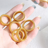 Tendance européenne et américaine Simple Spiral Spring Ring Punk 18k Plaqué Or Acier Inoxydable Épais Chunky Ring accesorios mujer