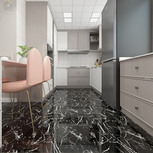 Carrelage en porcelaine de luxe 60x60, aspect marbre noir brillant, pour sols et murs intérieurs, salle de bain, décoratif - Product Image 3