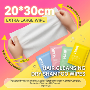 Toallitas de Champú Seco para el Cuidado del Cabello Natural OEM, Refrescantes y Voluminizadoras, Sin Enjuague, Ideales para Viajes, para Trenzas - Product Image 2