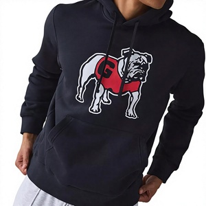 Sweat-shirt à capuche noir pour homme avec logo Bulldog, poche avant, pull en molleton décontracté, coupe classique, vêtement d'automne - Product Image 1