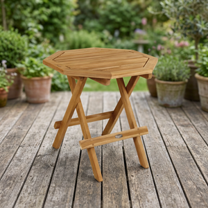 Premium Modern Eco-Friendly Durable Portable Waterproof Solid Teak <b>Folding</b> Dining Side <b>Table</b> Octagonal 2 Seater - Product Image 3