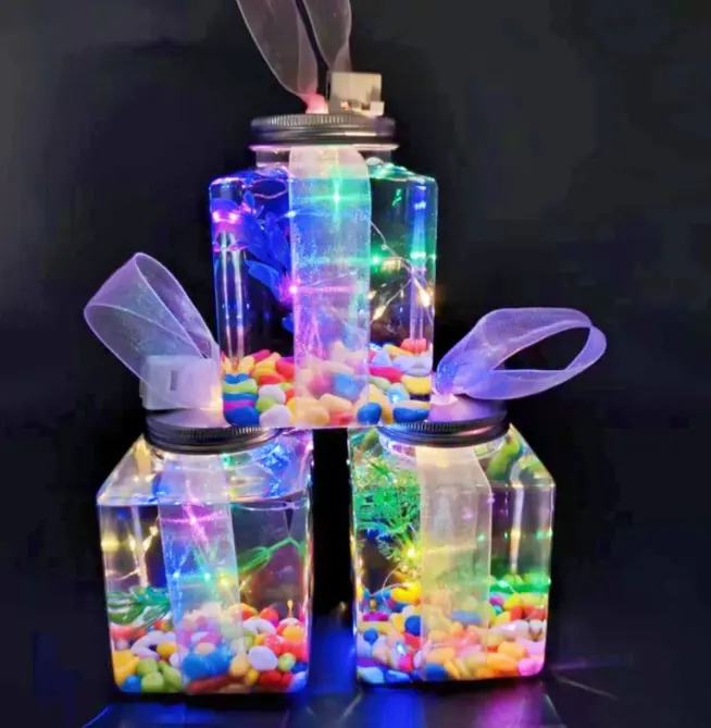 Children party gift mini portable fish tank luminous plastic fish tank