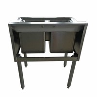 Évier de bar double bac commercial Xiangying en acier inoxydable 304, robuste, grande capacité, autoportant, finition brossée mate personnalisée