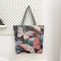 Style ethnique papillon fleur broderie 3D grande capacité Ins toile fourre-tout Shopping en gros sacs fourre-tout