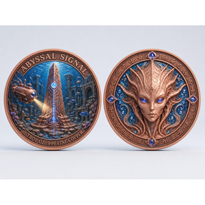Pièce de monnaie en cuivre pur 999 de <span class=keywords><strong>1</strong></span> oz, série Alien, en relief 3D, <span class=keywords><strong>Monde</strong></span> au-delà de l'Univers, couleur UV, édition collector colorée - Product Image 5
