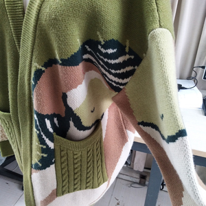 Custom <strong>Ladies</strong> Knitted Plus Size Thick Jacquard <strong>Cardigan</strong> Wool Sweaters <strong>Christmas</strong> Women <strong>Cardigans</strong>. - Product Image 2