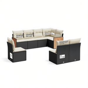 Black And <b>Cream</b> Garden <b>Sofa</b> Set Modern Patio Furniture For Outdoor Entertaining - Product Image 1