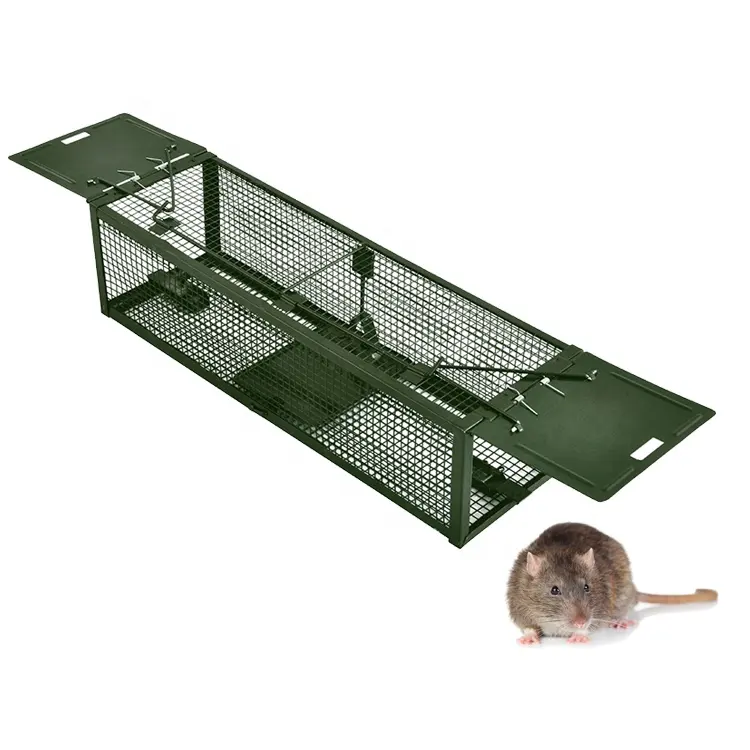 2 Gravity Doors Sprayed Metal Live Wire Mesh Rat Mouse Trap Cage 2022