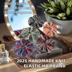 2025 BINQING Chouchou pour femme haut de gamme, fait main, en tissu tricoté ajouré, très élastique, style européen et américain, pour soirée - Product Image 2