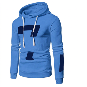 Sweat-shirt à capuche pour homme, violet, avec impression du numéro 7, coupe ajustée, décontracté, tricoté, manches longues, pour l'automne - Product Image 2