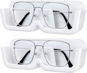 Support mural pour lunettes de soleil, 2 pièces, présentoir à lunettes, organisateur avec autocollant adhésif pour salle de bain et chambre à coucher - Product Image 4