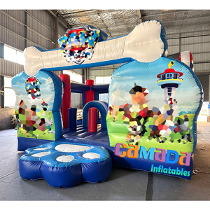 Château gonflable commercial portable pour enfants, avec toboggan et aire de jeux, thème chien, avec souffleur - Product Image 4