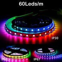 WS2815 5050RGB Bande LED intelligente 12V DC 5m Rouleau 30 60 144LEDsM Noir Blanc PCB IP30 IP65 IP67 Lumière Pixel adressable individuellement
