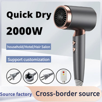 Sèche-cheveux professionnel haute vitesse à ions négatifs pour la maison et l'hôtel, puissance élevée 2400W, machine de coiffage, compatibilité multi-tension