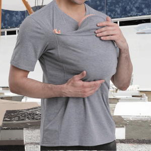 Kangaroo <b>Dad</b> Mom Multifunctional Solid Washed Breathable T-<b>Shirt</b> Vest 95% Cotton 5% Spandex Casual Style Blank Design - Product Image 3