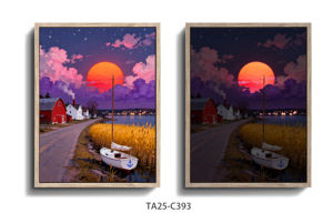 Stampe su tela con cornice: Splendido tramonto sul fiume Olanda, ideale come decorazione da parete per la casa - Product Image 5