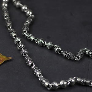 Gerçek gümüş 925 takı buda boncuk zincir kolye erkekler için - Product Image 4