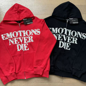 <span class=keywords><strong>Felpa</strong></span> Trendy Hip-Hop MIXED EMOTIONS 100% Cotone Pesante Oversize con Teschi Lavati Stile Y2K Retro Street Workout - Product Image 4