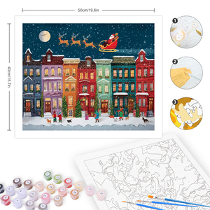 CHENISTORY Kit Pittura Fai da Te di Natale con Numeri, Pittura Acrilica su Tela con Numeri, Illustrazione Artistica da Parete per Regalo Fai da Te - Product Image 4