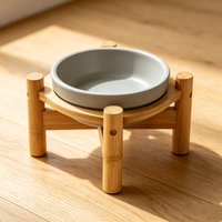 Ensemble de mangeoires pour animaux de compagnie en bambou écologique, bols en acier inoxydable, silicone et mélamine, multifonctionnels, assemblés, pour chien et chat, pour nourriture et eau