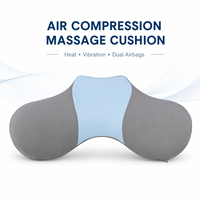 Coussin de massage vibrant chauffant portable bleu avec deux airbags, câble USB, minuterie 15 minutes pour le dos, la taille, la maison et le bureau