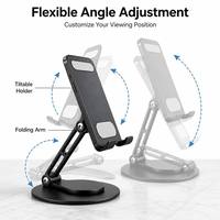 Support de téléphone universel pour bureau, compatible iPhone, Samsung, tablette, iPad Pro, support pliable en métal, fournisseur en gros, intégration commerciale
