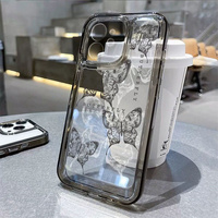 Coques de téléphone antichoc transparentes avec papillons pour iPhone 17 Air 16 Plus Pro Max 15 14 13 12 11 – Housse de protection anti-chute