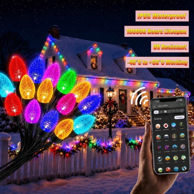 Wholesale 12Inch 15Inch  24V C9 Led Bulb Christmas Decorative Lighting 100ft Ip65 Rgbw Color Changing C9 E17 Christmas Lights
