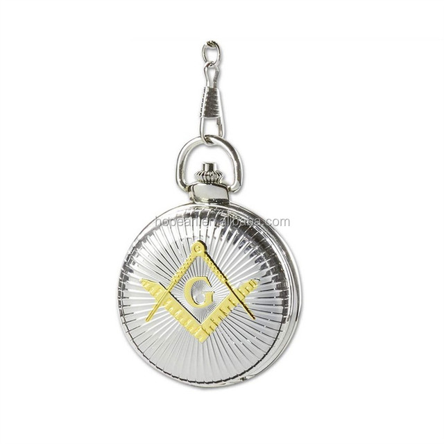 WAH307 Roman Numeral Quartz Movement Freemasonry Masonic Pocket Watch