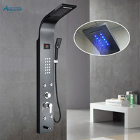 Ensemble de robinet de douche mural en acier inoxydable avec LED, mitigeur de douche à cascade LED, panneaux de douche de luxe, système de colonne de douche