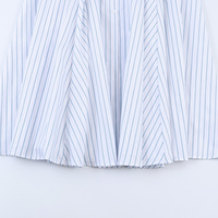 Robe chemise midi décontractée à manches longues pour femme, imprimé rayé bleu, col rabattu, boutonnée