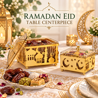Boîte de rangement pour bonbons de l'Aïd du Ramadan, décoration de table islamique, conteneur à friandises avec couvercle, découpe croissant de lune et étoile, ornement festif pour la maison