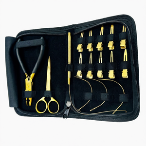 New Arrivals Hair Extension <b>Tools</b> Kit Loop Hook Hair Extension Kit Clips Box <b>Threads</b> Shape Needles Stainless Steel Plier logo - Product Image 1