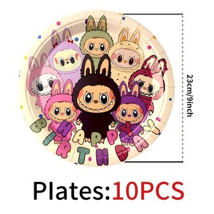 Fournitures pour fête sur le thème des personnages de dessins animés <span class=keywords><strong>Bubu</strong></span> les Monstres, vaisselle jetable, décorations d'anniversaire, rassemblement en plein air - Product Image 4