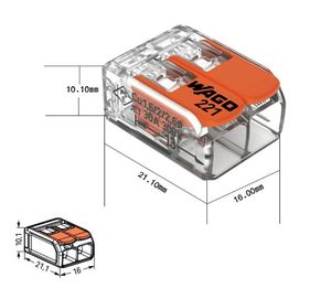 221-412 221-413 221-415 221-2411 Connecteur de bornier de raccordement rapide pour fils conducteurs, type levier, pour câblage électrique - Product Image 1