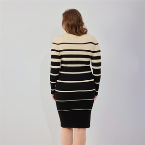 Robe longue <span class=keywords><strong>en</strong></span> maille respirante pour femme, grande <span class=keywords><strong>taille</strong></span>, coupe évasée, col <span class=keywords><strong>en</strong></span> V, boutonnée sur le devant, longueur genou, <span class=keywords><strong>taille</strong></span> naturelle, automne - Product Image 5