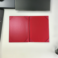 Porta Diplomas de Cuero Rojo de Lujo de Doble Cara con Logotipo Personalizado, Carpeta de Documentos A4