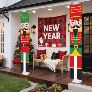 Classic <b>Nutcracker</b> <b>Christmas</b> Hanging Door <b>Decor</b> Set Red & Gold Theme 30*180cm Long Rectangle Polyester Fabric + Sturdy PVC Rod - Product Image 5