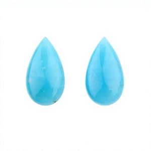Quartz bleu lisse naturel, Smithsonite, forme de poire bombée, briolette, 11x20mm, calibré, poli miroir, troisième partie, en vrac - Product Image 1