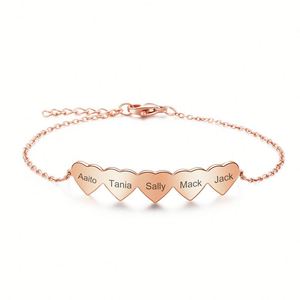 Stainless Steel Cute Five Heart Shaped Bracelets Connector Blank Bar Metal <b>Engraved</b> Women Friendship <b>Engraved</b> Bracelet - Product Image 1
