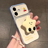 Coque de téléphone en silicone souple 3D jaune crème avec motif étoile mignon et support antichoc pour iPhone 17 Pro Max