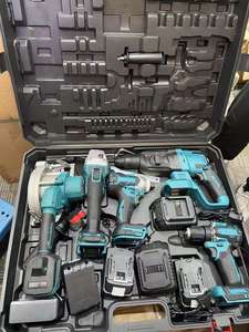 مجموعة أدوات صناعية لاسلكية 5 في 1 بقوة 21 فولت تشمل مفك ومثقاب وجلاخة زاوية من الفولاذ المقاوم للصدأ بعزم دوران أقصى 200 نيوتن متر مع ضمان لمدة سنة - Product Image 6