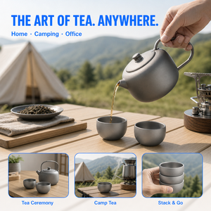 <span class=keywords><strong>Set</strong></span> da Tè Kung Fu in Titanio Puro, Tazze da Tè Portatili, Attrezzatura per Cerimonia del Tè, Equipaggiamento da Campeggio, Kit da Viaggio per Escursionismo - Product Image 4