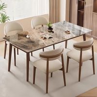 Modernes Gesintertes Stein-Esszimmer-Set Luxuriöser Rechteckiger Esstisch für Kleine Haushalte