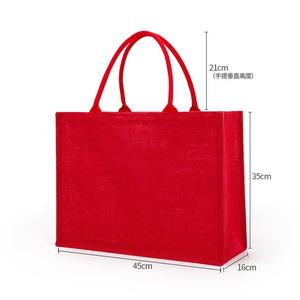 Bolsa de Yute Ecológica al por Mayor, Roja, con Logotipo Personalizado, Reutilizable, para Compras en Supermercados, Regalo para Minoristas, Bolso de Mano para Mujer - Product Image 4