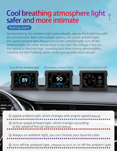 P22 Mais Recente Head up Display Digital Odômetro Segurança Alarme Água & Óleo Temp RPM OBD2 + GPS + Medidor de Inclinação HUD Carro Medidor Inteligente - Product Image 4