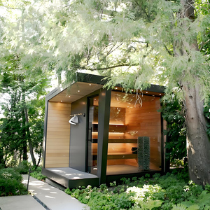 2025 Design moderno all'aperto pino rosso Sauna casa 6 persone capacità con 15kw riscaldamento a infrarossi stufa funzione di vapore per appartamenti - Product Image 6