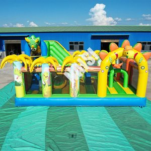 Sân chơi ngoài trời nhiệt đới rừng cây cọ động vật theo chủ đề thương mại PVC <span class=keywords><strong>Inflatable</strong></span> trẻ em nhảy Trampoline công viên chủ đề - Product Image 4