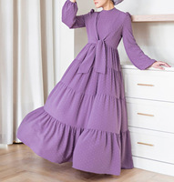 R-770 Damen Nahöstliches Muslimisches Atmungsaktives Polyester-Abaya-Kleid Elegantes Blumen-Paisley-Muster Lange Knöchellange Ärmel